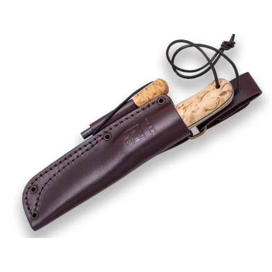 Cuchillo Bushcraft y Supervivencia Joker Trampero Scandi en Abedul Rizado con Ferrocerio