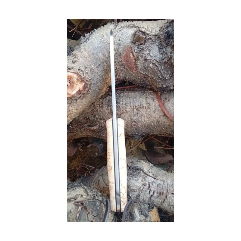Cuchillo Bushcraft y Supervivencia Joker Trampero Scandi en Abedul Rizado con Ferrocerio