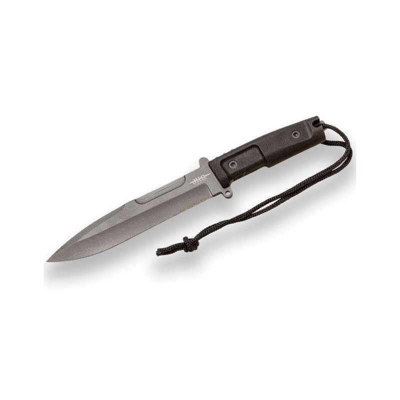 Cuchillo de supervivencia JKR 785, mango de goma, hoja recubrimiento titanio