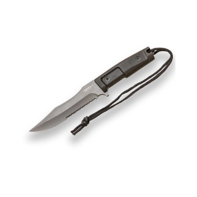 Cuchillo de supervivencia JKR 784, mango de goma, hoja recubrimiento titanio